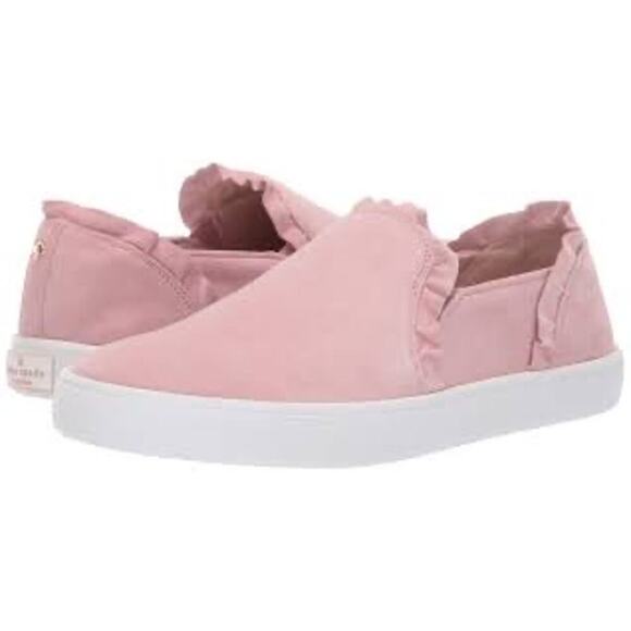 Kate Spade Women's Pink Suede Lilly Ruffle Slip On Sneaker Size 8M - Picture 3 of 10